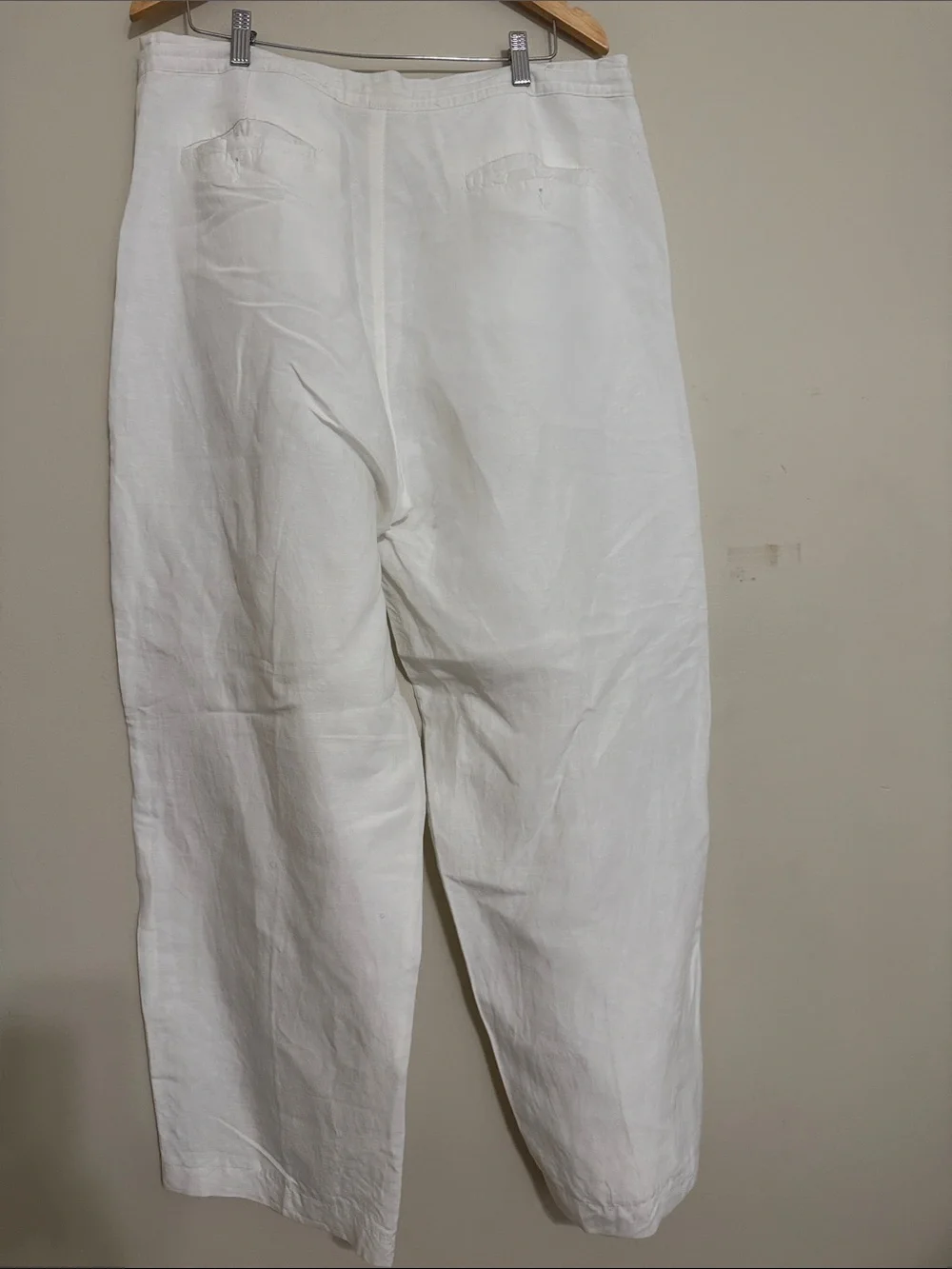 Linea Uomo Men White Linen Drawstring Pants 38X 32 beach resort vacation casual